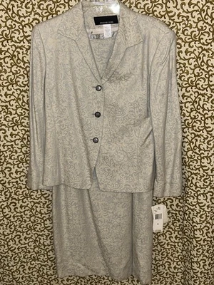 Chaqueta de vestir New Jones New York marfil/verde claro floral 2 piezas Talla 6 Mujer’s Foto 1 de 4