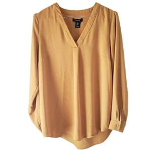 Jones New York Dark Yellow Long Sleeve V Neck Blouse - Picture 1 of 3