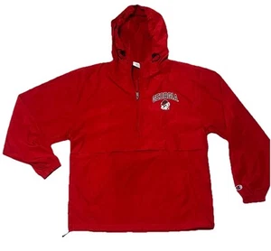 Georgia Bulldogs Jacket Men Medium Red Champion Hooded 1/2 Zip Packable Pullover - Picture 1 of 7