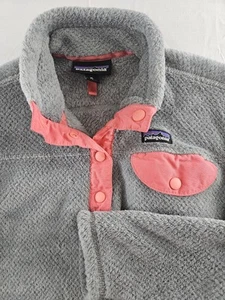 Patagonia Pullover Girl's Size XL 14 Gray Pink Re-Tool Snap-T Fleece Style 65585 - Picture 1 of 15