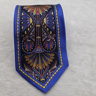 Corbata de seda Enrico Venturi para hombre talla única azul hecha en Italia estampado geométrico Foto 1 de 4