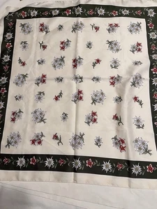 Vintage Passigatti Floral Edelweiss scarf 22” x 22” made in Italy polyester - Picture 1 of 8