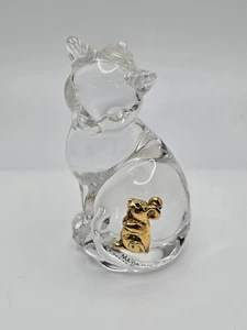 Gorham Kristallglas Katze mit Maus Ornament - Bild 1 von 7