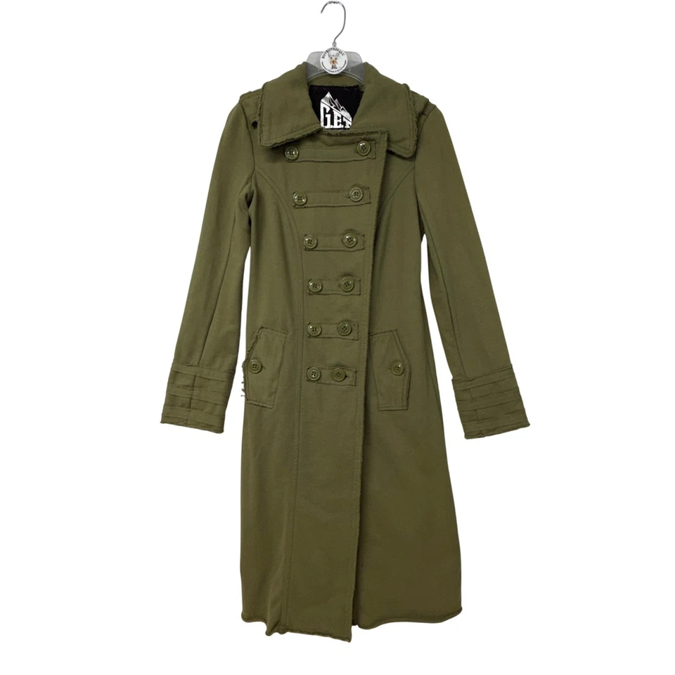 Chaqueta larga gabardina militar de algodón verde oliva XS de G.E.T para mujer Foto 1 de 4