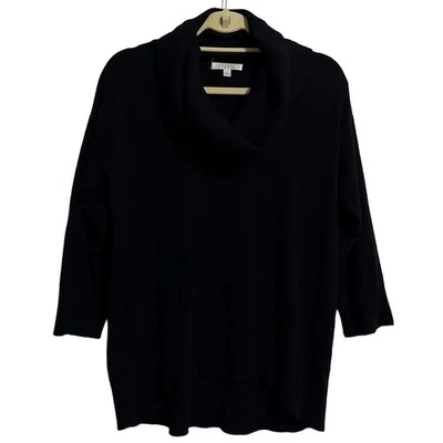 Suéter SPENSE Mujer Pequeño Negro Capucha Cuello Alto Bajo Dobladillo Pullover Tejido Foto 1 de 4