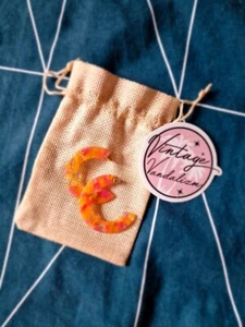 Vintage Vandalizm tutti fruitti orange pink hoop earrings. Pinup 50s Miami. New - Picture 1 of 4