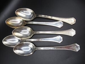 Lot 5 matching Reed & Barton   Silverplate Tea Spoons ornate design C monogram