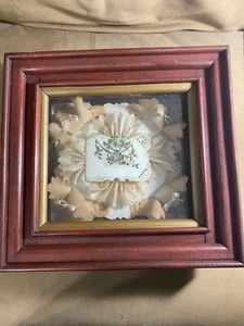 Superb Antique Victorian Mourning Wreath In Shadowbox Case - Picture 1 of 12