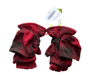 NEW NWT GYMBOREE RED COTTON FLANNEL FINGERLESS GLOVES MITTENS GIRL'S 5-7 YO - Picture 1 of 3