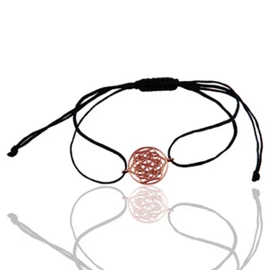 Handmade 925 Silver Rose Gold Plated Chakra Design Dark Blue Thread Bracelet - Picture 1 of 2