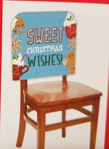 2er SET GLEICHE KÜCHENSTUHLHUSSEN (21" x 20") SÜSSE WEIHNACHTSWÜNSCHE, CH - Bild 1 von 4