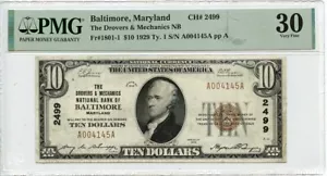 1929 Ty. 1 $10 Baltimore MD Drovers National CH#2499 Fr# 1801-1 PMG VF30 - Picture 1 of 2
