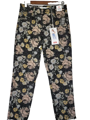 Pantalones de mezclilla para mujer Celebrity rosa TALLA 9/29 tiro alto negro estampado floral dobladillo deshilachado Foto 1 de 4