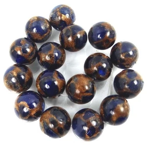 12mm Blue Sapphire Quartz with Pyrite / Brwon Vein Round Beads (16) - Picture 1 of 1