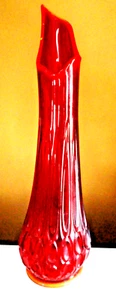 Vintage LE Smith Thousand Eye Amberina Stretch Swung Art Glass Vase 22 1/4” Tall - Picture 1 of 9