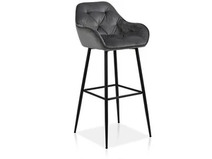 Barhocker Barstuhl Stuhl Schalenstuhl Sessel BALCO Samtoptik Grau Beine Schwarz - Bild 1 von 6