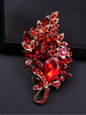 Bright Multi Shape 8.95CT Red Ruby Beautiful Design Luxury Brooch In 935 Silver - Image 1 of 4