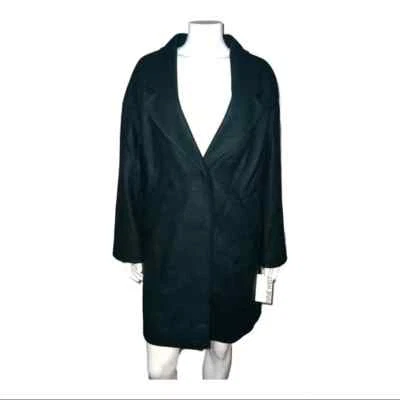 Abrigo para mujer Nine West verde bosque calce relajado mezcla lana extra grande nuevo con etiquetas Foto 1 de 4