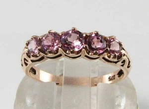 9CT 9K ROSE GOLD PINK TOURMALINE ETERNITY BAND ART DECO INS RING FREE RESIZE - Picture 1 of 5