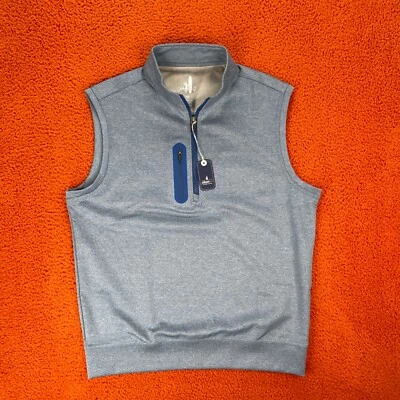 JOHNNIE-O Mens MEDIUM Denny Performance Quarter-Zip Pocket Vest Lake Blue $138 - Image 1 of 4