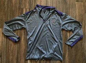 Champion WASHINGTON HUSKIES Men’s Size L Gray 1/4 Zip PULLOVER JACKET - Picture 1 of 4