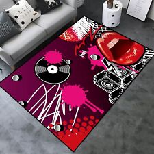 Retro 80s Music Rock Pattern Carpets Back the 1980S Geometric Neon Party Home...