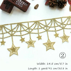 Embroidered Trim Lace Edge Ribbon Applique Sewing DIY Dress Turban Curtain Decor - Picture 1 of 15