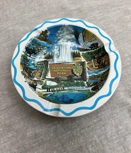 Cenicero de recuerdo del Parque Nacional de Yellowstone de colección de metal vida silvestre antiguo fiel - Imagen 1 de 5