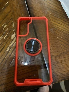 Funda Carcasa Transparente Con Acento Rojo Para Galaxy S21 - Roja - Con Anillo 360 Grados - Imagen 1 de 7
