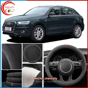 For Audi Q3 Black Alcantara Car Steering Wheel Cover All Seasons Anti-skid Case - Picture 1 of 10