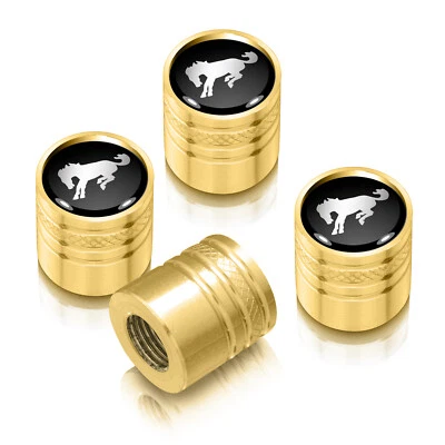 Tapas de vástago de válvula de neumático de aluminio negro sobre dorado Ford Bronco Foto 1 de 3