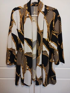 Vikki Vi Classic 3/4 Sleeve Kimono Jacket Jersey Stretch Status Chain Print 2X - Picture 1 of 7