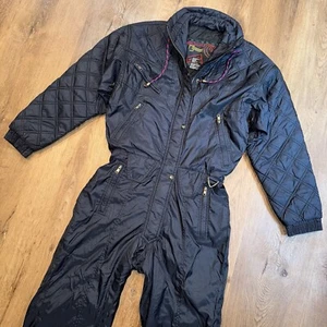 Womens Passport Ski Suit One Piece Snowsuit Vtg 90s Snow Bib Quilted Jumpsuit 6 - Picture 1 of 21
