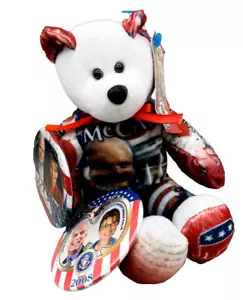 Peluche McCain For President Bear Limited Treasures & Sarah Palin bottoni nuovo con etichette 2008 - Foto 1 di 9