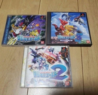 Lot 3 Digimon World 1 2 3 set New adventure PlayStation PS1 Japan Tested - Image 1 of 4