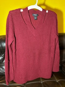 Maglione maglia Hooked Up by I.O.T rosso bordeaux taglia media manica lunga Cottagecore - Foto 1 di 3