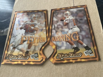 🔥Peyton Manning 1998 Press Pass Triple Threat 2 Rookie Cards #TT1 + TT3 Lot Set - Image 1 of 3