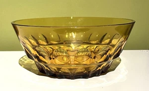 Vintage MCM Amber Thumbprint Large Serving Bowl  - Picture 1 of 7