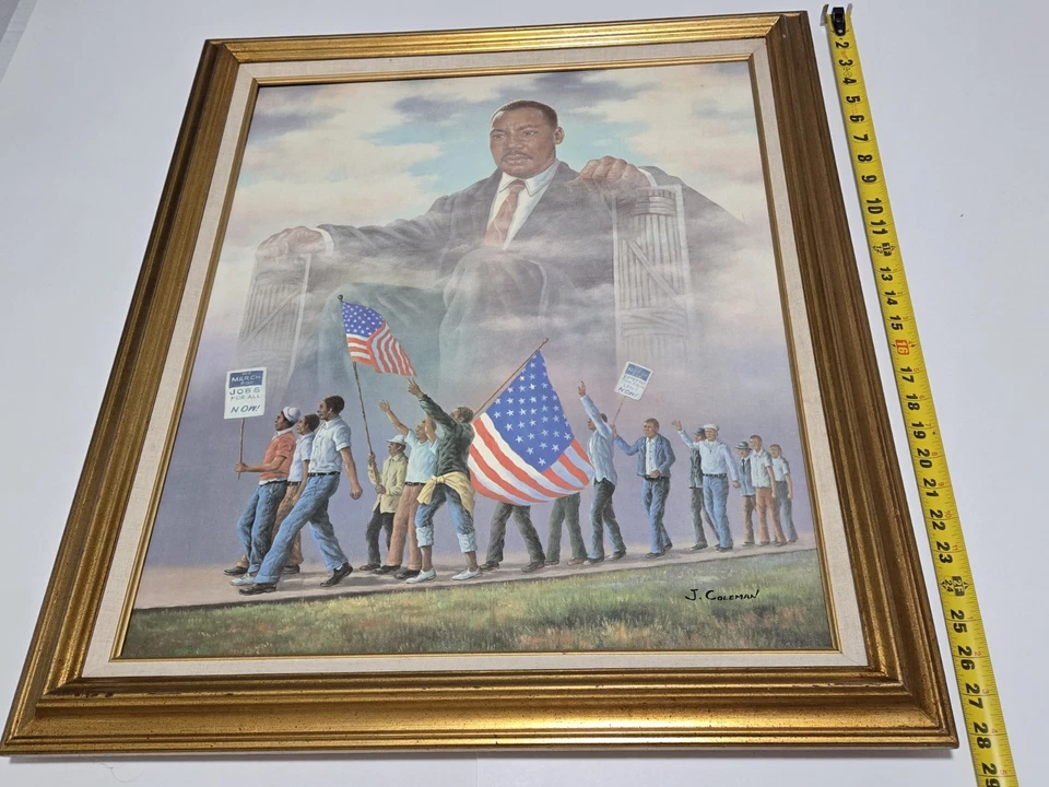 Martin Luther King Jr. Impresión enmarcada sobre lienzo firmada por J. Coleman 25x29 ¡Rara! Foto 1 de 4