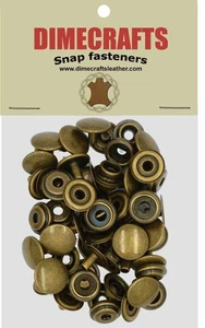 Dimecrafts Leather 15mm Line 24 Snaps Antique Brass Plated 20/pk - Picture 1 of 8