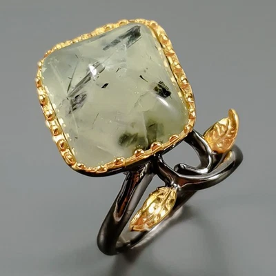 Fine Art26 ct Natural Prehnite Ring 925 Sterling Silver Size 8 /R425252 - Image 1 of 4