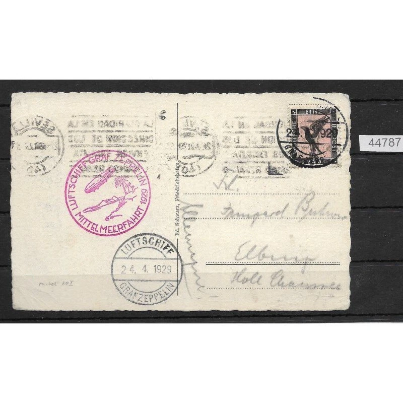 DR Zeppelinpost 1929 Mi. Einzelfrankatur 382, Mittelmeerfahrt - Bild 1 von 1