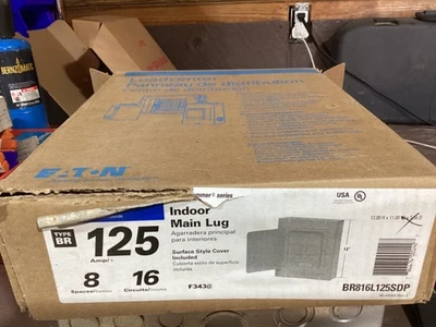 Eaton BR816L125SDP Centro de carga de terminales principales interiores 125 amperios 8 espacios 16 circuitos nuevo Foto 1 de 4