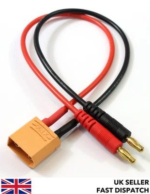 300mm XT90 male to 4mm male banana/bullet connectors charge lead/wire/cable - Image 1 of 3