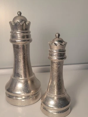 Escultura de ajedrez Broyhill plata metal decoración ajedrez adorno estatuilla escritorio  Foto 1 de 4