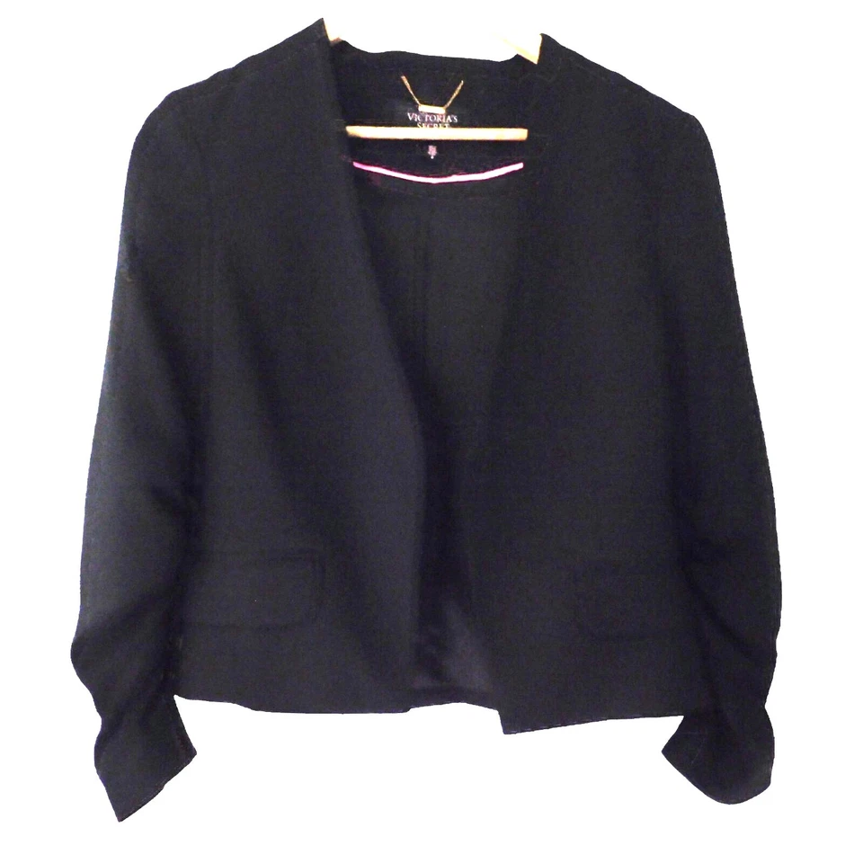 Blazer negro para mujer Victorias Secret manga 3/4 forrado ajustado corto talla 6 Foto 1 de 4