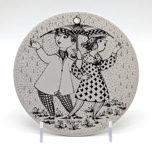 Vintage Björn Wiinblad Wandteller April Konflikt Black & White Rosenthal Germany - Bild 1 von 4