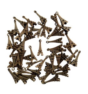 50 Antique Gold Paris Eiffel Tower Metal Jewellery Charms 22x8mm - Picture 1 of 2