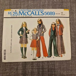 1970s Girls Sewing Pattern Mccalls 5689 Chest 73 Girls Flares Sewing Pattern - Picture 1 of 11