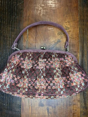 Vera Bradley Kisslock розовый винтажная сумка Твидовый сплетенный клетку саржи сумочка - Изображение 1 из 4